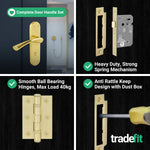 Nola Satin Brass Lever on Backplate Door Handle Pack – 64mm Bathroom Lock - tradefit - 5