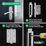 Nola Satin Nickel Lever on Backplate Door Handle Pack - 64mm Bathroom Lock - tradefit - 5