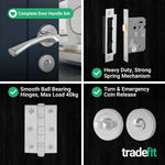 Nola Polished Chrome Lever on Rose Door Handle Pack - 64mm Bathroom Lock - tradefit - 5