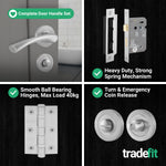 Nola Satin Nickel Lever on Rose Door Handle Pack - 80mm Bathroom Lock - tradefit - 5