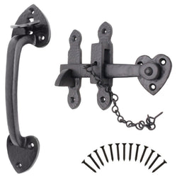 Black Iron Thumb Latch Antique Wrought Cast Tudor Style - 196mm / 8 Inch - tradefit