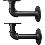 Rustic Pipe Shelf Brackets Cast Iron Scaffold Type - Pair / 2 Brackets - Dual 100/160mm - Matt Black - tradefit - 5