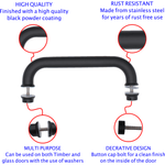Pull Handle - Bolt Fixed - 600x25mm - Black - tradefit - 3