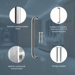 Bolt Fix Pull Handle - 300mm x 19mm - Polished Stainless Steel - tradefit - 4
