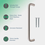 Light Duty Bolt Fix Pull Handle - 300mm x 19mm - Satin Stainless Steel - tradefit - 2