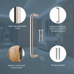 Light Duty Bolt Fix Pull Handle - 300mm x 19mm - Satin Stainless Steel - tradefit - 4