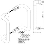Guardsman Entrance Cranked Pull Handles - Back to Back Fix - 425 x 32mm - Matt Black - tradefit - 2