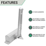 Overhead Fire Door Closer Universal Reversible Push or Pull Side - Power Size 3 - Silver - tradefit - 4