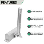 Trade Pack of 10 Overhead Fire Door Closer Universal Reversible Push or Pull Side - Power Size 3 - Silver - tradefit - 4