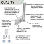 Trade Pack of 10 Overhead Fire Door Closer Universal Reversible Push or Pull Side - Power Size 3 - Silver - tradefit - 6