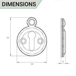 Victorian Keyhole Covered Escutcheon for Front Doors - 34mm - Antique Brass - tradefit - 2