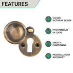 Victorian Keyhole Covered Escutcheon for Front Doors - 34mm - Antique Brass - tradefit - 3