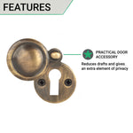 Victorian Keyhole Covered Escutcheon for Front Doors - 34mm - Antique Brass - tradefit - 4