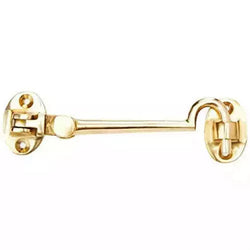 Heavy Duty Silent Cabin Hook And Eye - 300mm - Polished Brass - tradefit