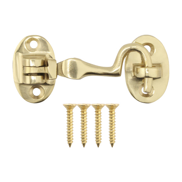 Heavy Duty Silent Cabin Hook And Eye - 50mm - Polished Brass - tradefit - Featured Image