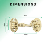 Heavy Duty Silent Cabin Hook And Eye - 50mm - Polished Brass - tradefit - 4