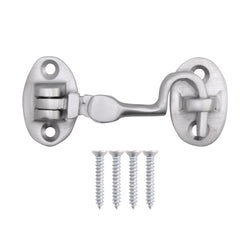 Heavy Duty Silent Cabin Hook And Eye - 50mm - Satin Chrome - tradefit