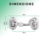Heavy Duty Silent Cabin Hook And Eye - 50mm - Satin Chrome - tradefit - 4