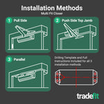 Fire Door Closer - Fixed Power Size 3 - Door Weight To 60kg - CE Marked - Silver Cover - Standard Duty - tradefit - 8