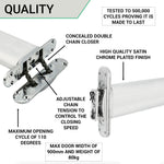 Numatic Double Chain Door Closer Jamb Mounted - Satin Chrome - tradefit - 4