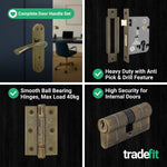 Nola Antique Brass Lever on Backplate Door Handle Kit - 80mm Euro Sashlock and Double Cylinder - Keyed Alike - tradefit - 5