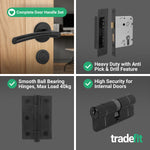 Bosa Matt Black Lever on Rose Door Handle Kit - 80mm Euro Sashlock and Double Cylinder - Keyed to Differ - tradefit - 9