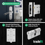 Nola Polished Chrome Lever on Backplate Door Handle Kit - 80mm Euro Sashlock and Double Cylinder - Master Keyed - tradefit - 5