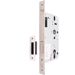 Fire Rated DIN Deadlock Lock - 60mm Backset / 90mm Case / 72mm Centres - Satin Stainless Steel - tradefit