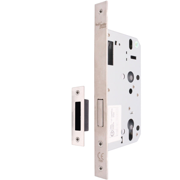 Fire Rated DIN Deadlock Lock - 60mm Backset / 90mm Case / 72mm Centres - Satin Stainless Steel - tradefit - Featured Image