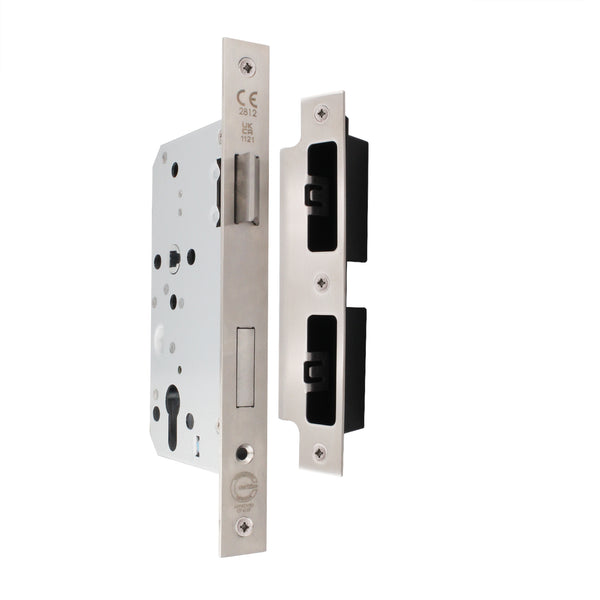 Fire Rated DIN Sashlock - 60mm Backset / 90mm Case / 72mm Centres - Satin Stainless Steel - tradefit - Featured Image