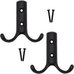 Coat Hook Twin Double Robe Modern - 70mm - Matt Black - Pack of 2 - tradefit - 1