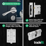 Nola Polished Chrome Lever on Rose Door Handle Kit - 80mm Euro Sashlock and Double Cylinder - Keyed Alike - tradefit - 5