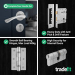 Nola Satin Nickel Lever on Rose Door Handle Kit - 80mm Euro Sashlock and Double Cylinder - Keyed Alike - 5