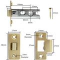 2.5 inch/64mm Economy Tubular Latch - 44m Backset - Brass - tradefit