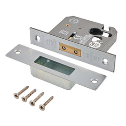Euro Profile Deadlock Case - 76mm Case 57mm Backset - Satin Chrome - tradefit