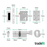 Nola Satin Nickel Lever on Rose Door Handle Kit - 80mm Euro Sashlock and Thumbturn Cylinder - Keyed Alike - tradefit - 3