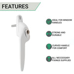 Yale Quartus Cranked Window Handle Left Hung - 40mm Spindle - White - tradefit - 2