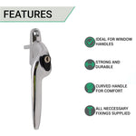 Yale Quartus Cranked Espagnolette Window Handle Left Hung - 40mm Spindle - Polished Chrome - tradefit - 2