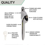 Yale Quartus Cranked Espagnolette Window Handle Left Hung - 40mm Spindle - Polished Chrome - tradefit - 4