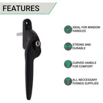 Yale Quartus Cranked Espagnolette Window Handle Left Hung - 40mm Spindle - Black - tradefit - 2