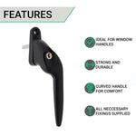 Yale Quartus Cranked Espagnolette Window Handle Right Hung - 40mm Spindle - Black - tradefit - 2