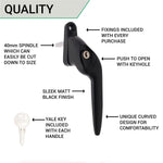Yale Quartus Cranked Espagnolette Window Handle Right Hung - 40mm Spindle - Black - tradefit - 4