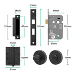 Tapera Matt Black Lever on Rose Door Handle Kit - Medium Duty FD30/60 - 80mm Bathroom Lock - tradefit - 5