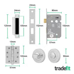Flores Polished Chrome Lever on Rose Door Handle Kit - Medium Duty FD30/60 - 80mm Bathroom Lock - tradefit - 5