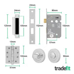 Moreno Polished Chrome Lever on Rose Door Handle Kit - Medium Duty FD30/60 - 80mm Bathroom Lock - tradefit - 5