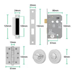 Tapera Polished Chrome Lever on Rose Door Handle Kit - Medium Duty FD30/60 - 80mm Bathroom Lock - tradefit - 5
