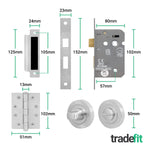 Santana Satin Nickel Lever on Rose Door Handle Kit - 64mm Bathroom Lock - tradefit - 5