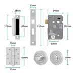 Tapera Satin Nickel Lever on Rose Door Handle Kit - 64mm Bathroom Lock - tradefit - 5