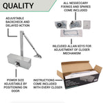 Universal Overhead Fire Door Closer Dual Handed Push or Pull Side - Power Size 3 - Satin Chrome - tradefit - 4