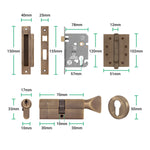 Tapera Antique Brass Lever on Rose Door Handle Kit - Medium Duty FD30/60 - 80mm Euro Sashlock and Thumbturn Cylinder - Keyed Alike - tradefit - 5